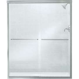 Sterling 5475-59S-G05 Shower Door, Clear Glass, Tempered Glass, Frameless Frame, Aluminum Frame, Stainless Steel