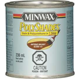 Minwax PolyShades 344014444 Interior Stain and Polyurethane, Gloss, Antique Walnut, Liquid, 236 mL, Can