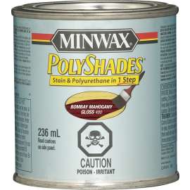 Minwax PolyShades 348014444 Polyurethane, Gloss, Liquid, Bombay Mahogany, 236 mL