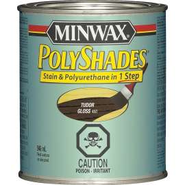 Minwax PolyShades 346034444 Polyurethane, Gloss, Liquid, Tudor, 946 mL
