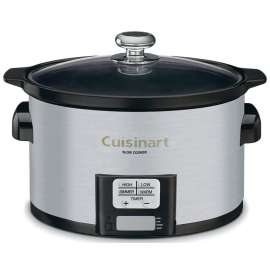 Cuisinart PSC-350C Slow Cooker, 3.5 qt Capacity, 120 V, 200 W, Touchpad Control, Ceramic/Stainless Steel, Silver
