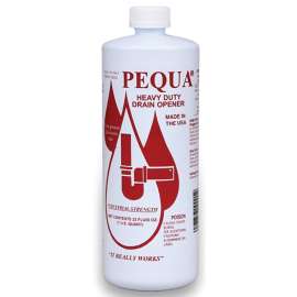 Pequa P-10232 Drain Opener, Liquid, Clear, Odorless, 1 qt Bottle