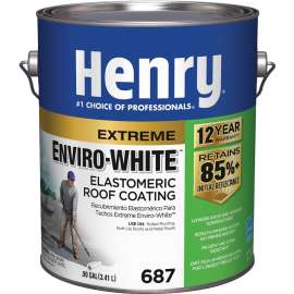 Henry HE687046 Elastomeric Roof Coating, White, 0.9 gal Can, Cream