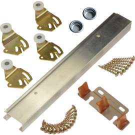 Johnson Hardware 2200722D By-Pass Door Hardware Set, 71 in L Track, For: 50 lb Sliding Doors