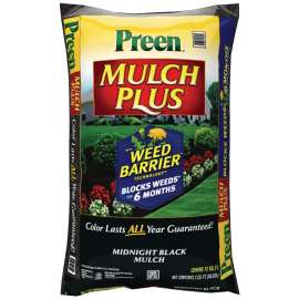 Preen 95456138 Mulch Plus Weed Barrier Bag, Granular, Midnight Black Bag