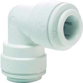 John Guest PP0312WP Union Pipe Elbow, 3/8 in, Polypropylene, White, 150 psi Pressure