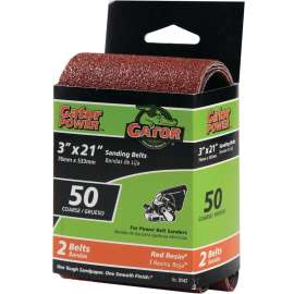 Gator 3147 Sanding Belt, 3 in W, 21 in L, 50 Grit, Coarse, Aluminum Oxide Abrasive
