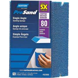 NORTON ProSand 82066 Sanding Sponge, 4-1/2 in L, 3-1/2 in W, 80 Grit, Coarse, Aluminum Oxide Abrasive