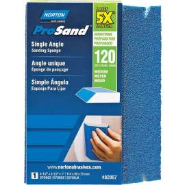 NORTON ProSand 82067 Sanding Sponge, 4-1/2 in L, 3-1/2 in W, 120 Grit, Medium, Aluminum Oxide Abrasive
