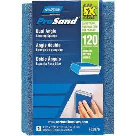 NORTON ProSand 82076 Sanding Sponge, 4-1/2 in L, 2-7/8 in W, 120 Grit, Medium, Aluminum Oxide Abrasive