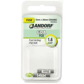 Jandorf 60665 Fast Acting Fuse, 1.6 A, 250 V, 1500 A Interrupt, Ceramic Body