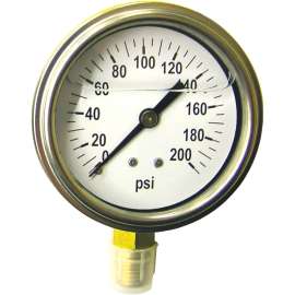 GREEN LEAF LG 200 1 PK Pressure Gauge, Liquid Filled