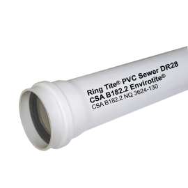 Ipex Gasketed Sewer and Drain Pipe, 4 m L, 5 in Nominal, PVC, White