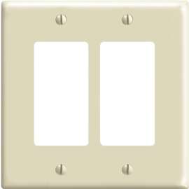 Decora 80609-I Wallplate, 3-1/8 in L, 4.94 in W, 2 -Gang, Thermoset Plastic, Ivory, Smooth