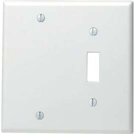 Leviton 002-88006-000 Non-Metallic Wallplate, 4-1/2 in L, 2-3/4 in W, 2 -Gang, Thermoset, White, Smooth