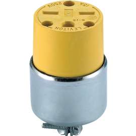 Leviton 000-615CA-000 Armored Connector, 2 -Pole, 15 A, 125 V, NEMA: NEMA 6-15R, Yellow