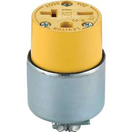 Leviton 000-620CA-000 Armored Connector, 2 -Pole, 20 A, 250 V, NEMA: NEMA 6-20R, Yellow