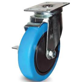 DH CASTERS C-LM35P1BMSB Swivel Caster, 3-1/2 in Dia Wheel, 1-1/4 in W Wheel, Thermoplastic Rubber Wheel, Blue, 220 lb
