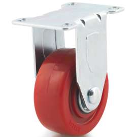 DH CASTERS C-LM3P1PUR Rigid Caster, 3 in Dia Wheel, 1-1/4 in W Wheel, Polyurethane Wheel, Red, 240 lb