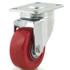 DH CASTERS C-LM3P1PUS Swivel Caster, 3 in Dia Wheel, 1-1/4 in W Wheel, Polyurethane Wheel, Red, 240 lb
