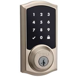 Weiser 9GED21000-002 Electronic Lock, 2 Grade, Satin Nickel, 2-3/8 x 2-3/4 in Backset, 1-3/8 to 2 in Thick Door