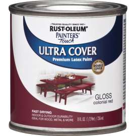 RUST-OLEUM PAINTER'S Touch 1964730 Brush-On Paint, Gloss, Colonial Red, 0.5 pt Can