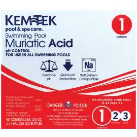 KEM TEK 26459047371 Muriatic Acid, 1 gal, Liquid, Very Slight, Clear/Light Yellow