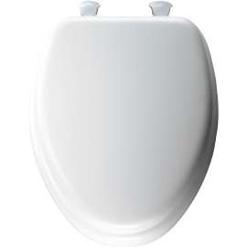 Mayfair 113EC-00 Toilet Seat with Cover, Elongated, Vinyl/Wood, White