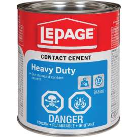 LePage 1504725 Heavy-Duty Contact Cement, Liquid, Solvent, Tan/Yellow, 500 mL Can