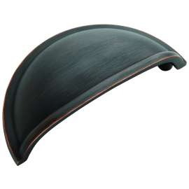Amerock Cup Pulls Series BP53010ORB Cup Cabinet Pull, 3-7/16 in L Handle, 1-5/8 in H Handle, 1 in Projection, Zinc