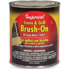 Imperial CH0134 Stove and Grill Paint, Liquid, Black, Solvent, 16 fl-oz Can