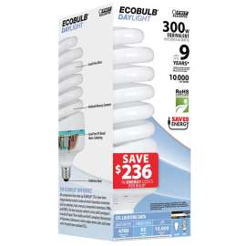 Feit Electric ESL85T/D Compact Fluorescent Bulb, 85 W, Spiral Lamp, Medium E26 Lamp Base, 4700 Lumens, 6500 K Color Temp