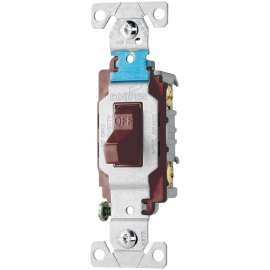 Eaton Wiring Devices CS215B Toggle Switch, 15 A, 120, 277 VAC, Screw Terminal, PVC Housing Material, Brown