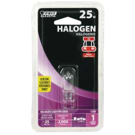 Feit Electric BPQ25/G9 Halogen Bulb, 25 W, G9 Lamp Base, JCD T4 Lamp, 3000 K Color Temp, 2000 hr Average Life