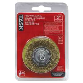 Task T25613 Wire Wheel, 2 in Dia, 1/4 in Arbor/Shank, Crimped Bristle, Steel Bristle