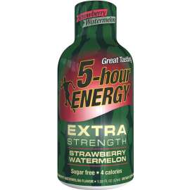 5-hour ENERGY 748125 Sugar-Free Energy Drink, Liquid, Strawberry, Watermelon Flavor, 1.93 oz Bottle
