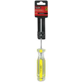 TASK T50441C Screwdriver, #0 Drive, Robertson Drive, 4 in L Shank, Cellulose Acetate Handle, Hard Grip Handle