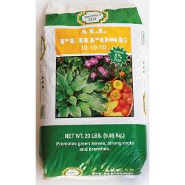 GRO-WELL AZB70422 All-Purpose Fertilizer, 20 lb Bag, Solid, 10-10-10 N-P-K Ratio