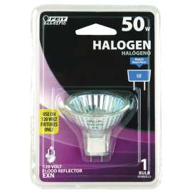 Feit Electric BPEXN-120 Halogen Bulb, 50 W, G8 Lamp Base, MR16 Lamp, 3000 K Color Temp, 3000 hr Average Life