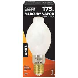 Feit Electric H39KC-175/DX Mercury Vapor Bulb, 175 W, BT28 Blown Tubular Lamp, Mogul E39 Lamp Base, 7350 Lumens