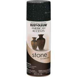 RUST-OLEUM AMERICAN ACCENTS 7991830 Stone Spray Paint Black Granite, Solvent-Like, Black Granite, 12 oz, Aerosol Can