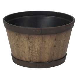 GARANT HTN1512NO Whiskey Barrel Tennessee Planter, 15-1/2 in Dia, Resin, Natural Oak