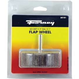Forney 60181 Flap Wheel, 3 in Dia, 1 in Thick, 1/4 in Arbor, 60 Grit, Aluminum Oxide Abrasive