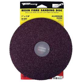 Forney 71653 Sanding Disc, 7 in Dia, 7/8 in Arbor, Coated, 24 Grit, Extra Coarse, Aluminum Oxide Abrasive