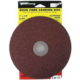 Forney 71654 Sanding Disc, 7 in Dia, 7/8 in Arbor, Coated, 36 Grit, Extra Coarse, Aluminum Oxide Abrasive