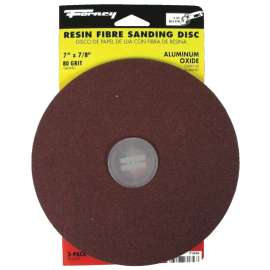 Forney 71656 Sanding Disc, 7 in Dia, 7/8 in Arbor, Coated, 80 Grit, Medium, Aluminum Oxide Abrasive