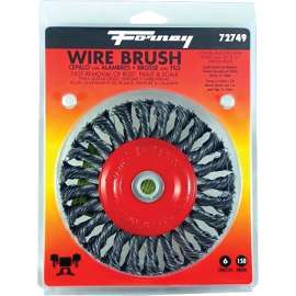 Forney 72749 Wire Wheel Brush, 6 in Dia, 1/2 to 5/8 in Arbor/Shank, 0.012 in Dia Bristle