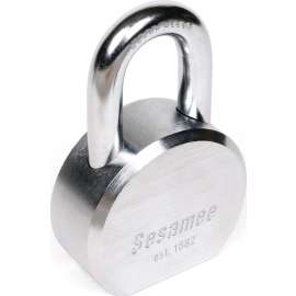 Sesamee 93604 Padlock, Keyed Different Key, 7/16 in Dia Shackle, Molybdenum Steel Shackle, Steel Body, Chrome