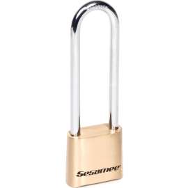 Sesamee K440 Padlock, 5/16 in Dia Shackle, 1 in H Shackle, Steel Shackle, Solid Brass Body, Brass, 1-3/4 in H Body