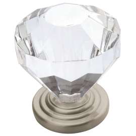 Amerock Traditional Classics Series 14303G10 Cabinet Knob, 1-3/8 in Projection, Acrylic/Zinc, Satin Nickel